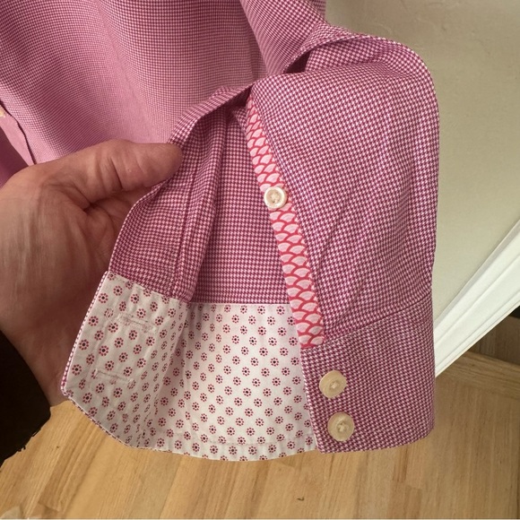 TED BAKER Endurance Classic Fit Flip Cuff Button Up Shirt Pink Cotton Size 17 - Picture 9 of 16